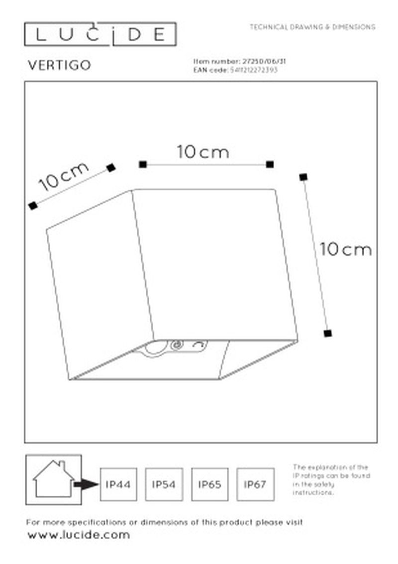 Lucide VERTIGO - Nástenné svietidlo Vonkajšie - LED Dim. - 1x6W 2700K - IP54 - S magnetickou nástennou doskou - Biela